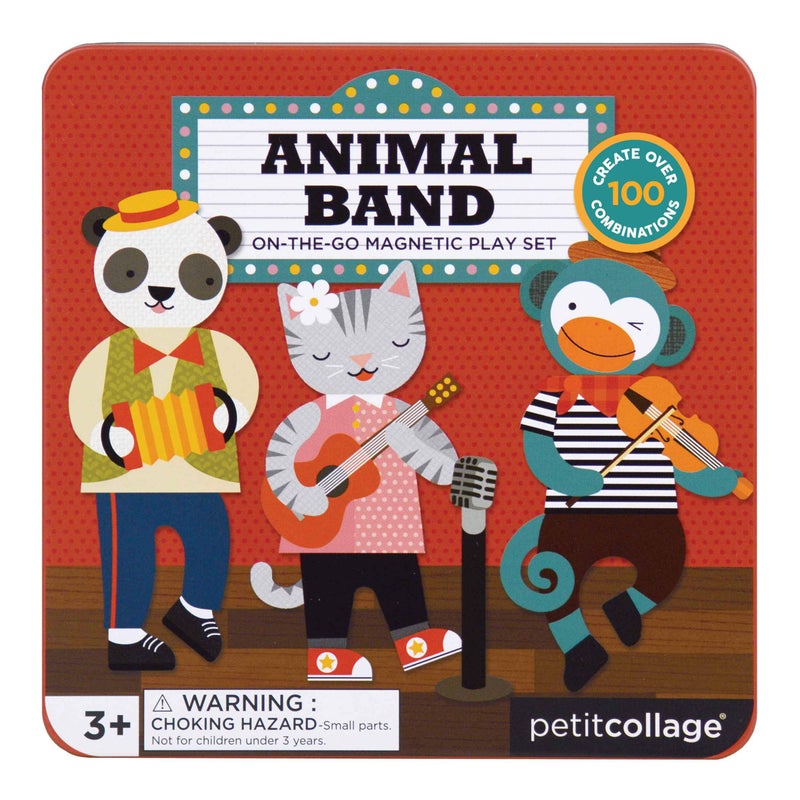 Petit Collage Magnetic Play Set, Animal Band â€“ Mix & Match Magnetic Game Board, Ideal for Ages 3+ â€“ Includes 2 Magnetic Scenes and over 25 Magnet Pieces, Ideal Travel Activity for Kids - Image 2